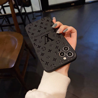 iPhone case with elegant black LV design