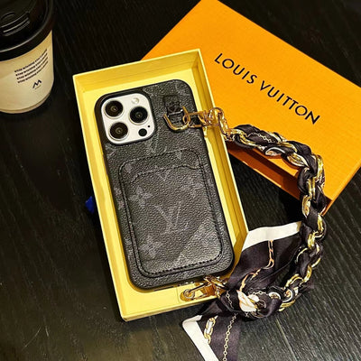 Louis Vuitton Phone Case featuring Iconic Monogram and Detachable Hand Chain