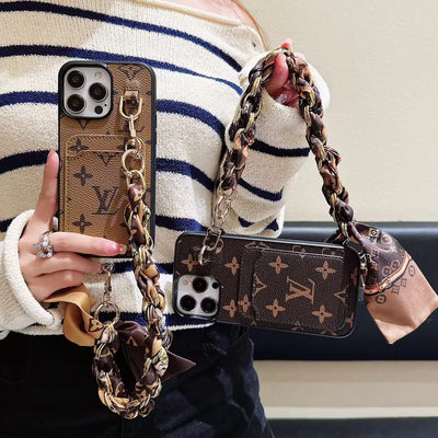 LV Phone Protector with Card Holder and Detachable Wrist Chain in Timeless Design