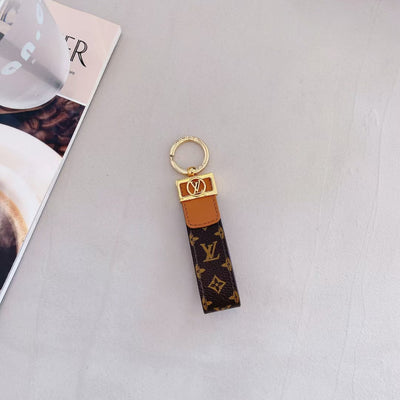 Luxury LV Monogram Keychain with Elegant Gold Accent