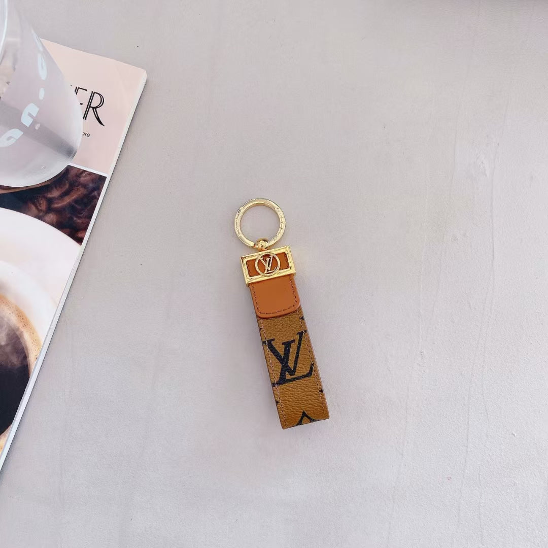 Luxury LV Monogram Keychain with Elegant Gold Accent