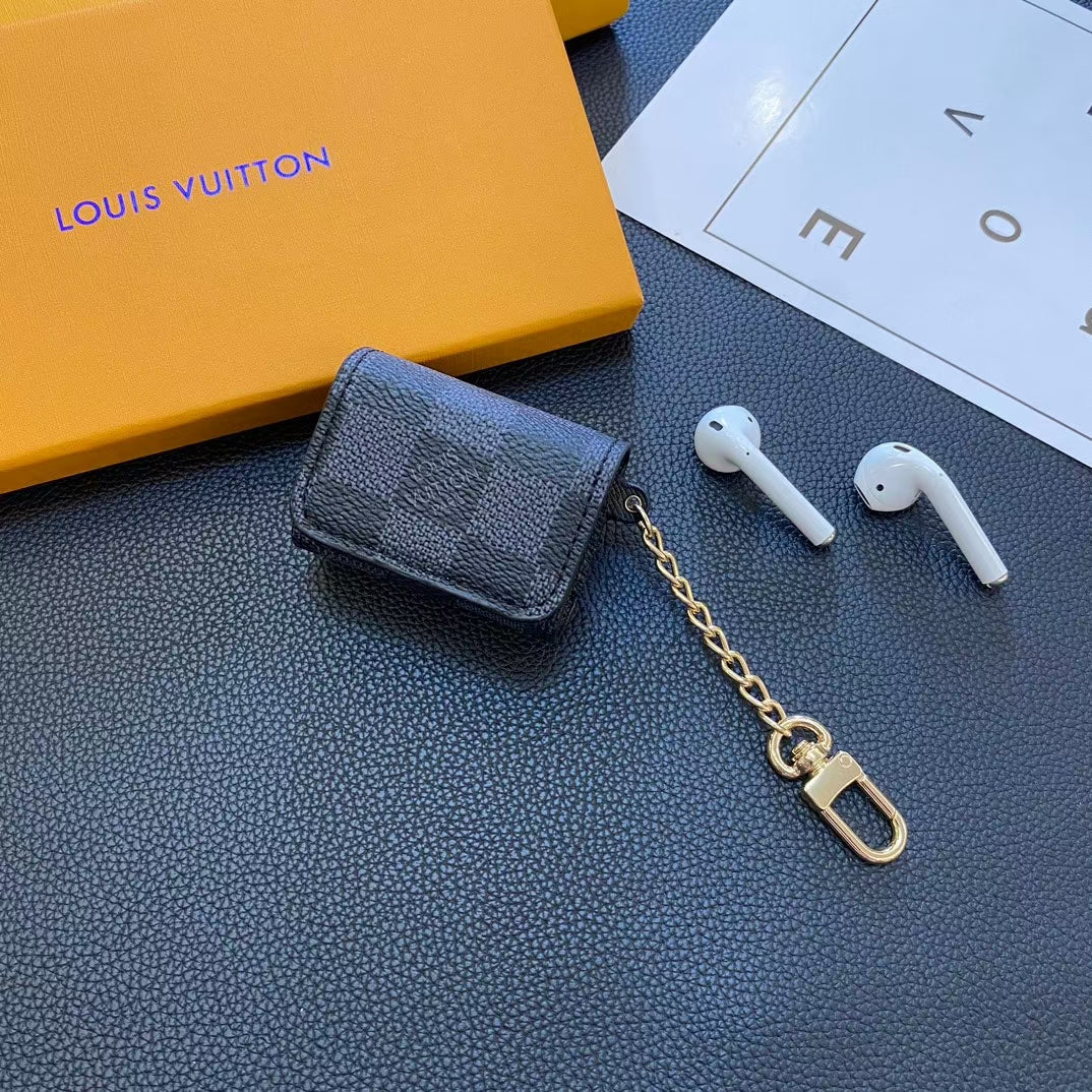 Luxury LV-Inspired AirPods Case Collection with Chain Attachment