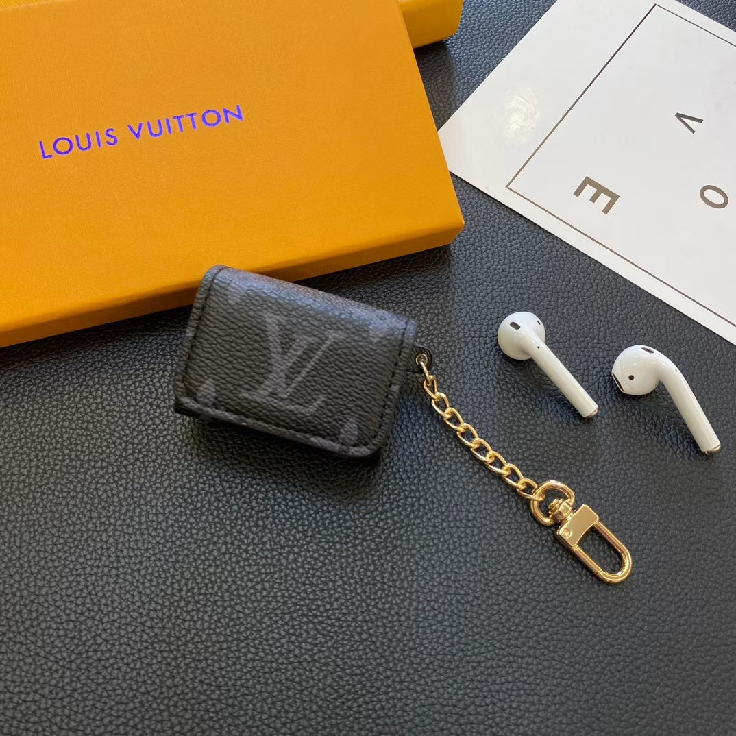 Luxury LV-Inspired AirPods Case Collection with Chain Attachment