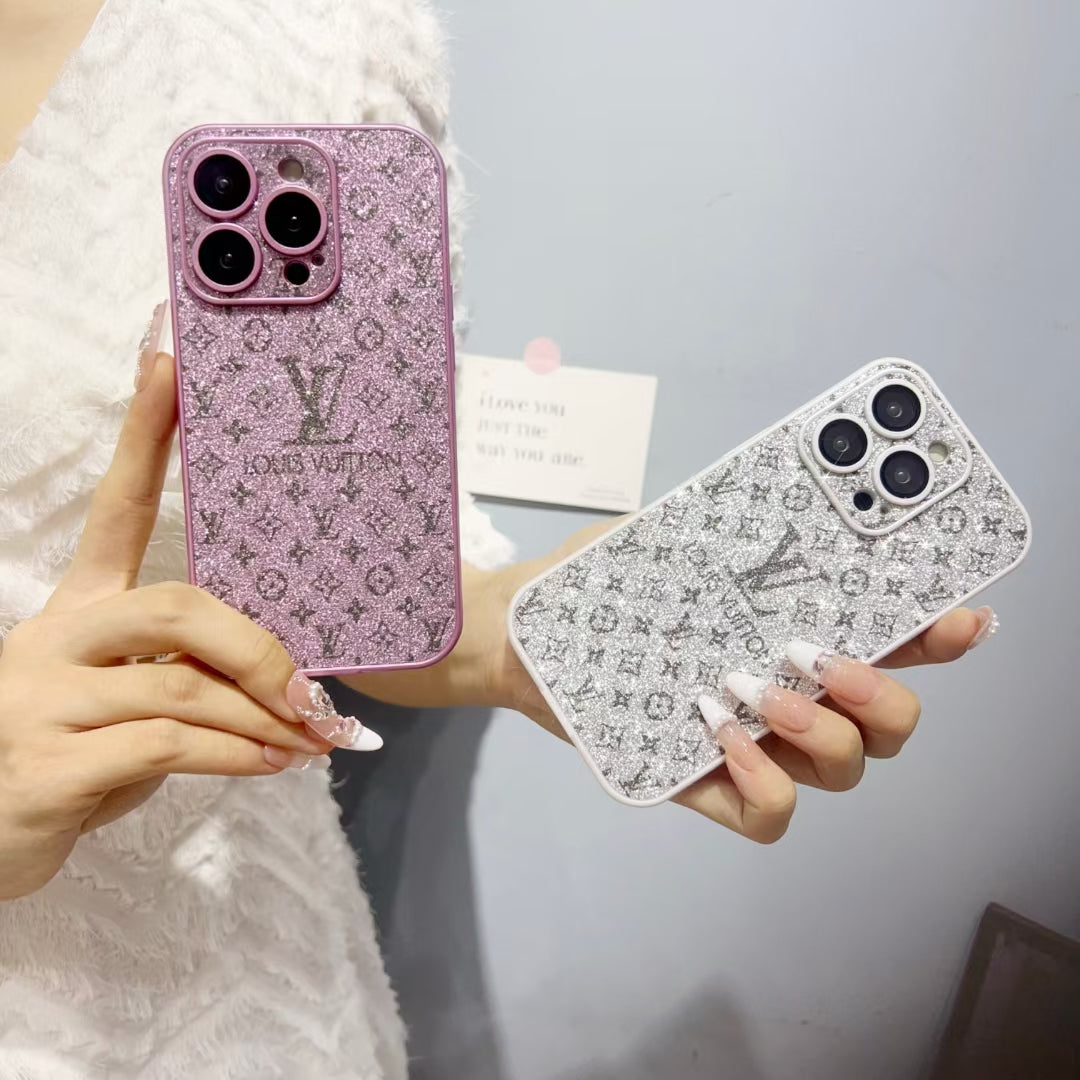 Glitter LV-Inspired Monogram iPhone Case Collection – Sparkling Luxury Protection