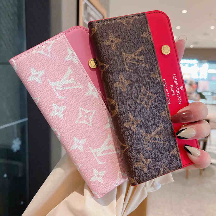 Luxury LV iPhone case featuring integrated card holder