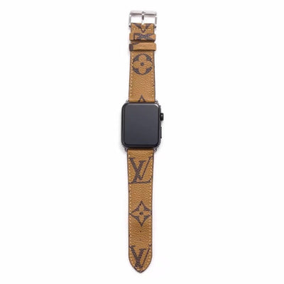 Chic Louis Vuitton monogram patterned Apple Watch strap