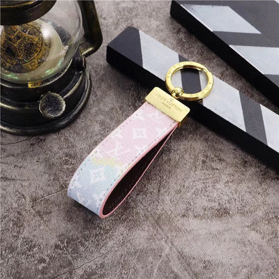 Luxury LV Monogram Keyring Collection – Vibrant Colors with Gold Accents