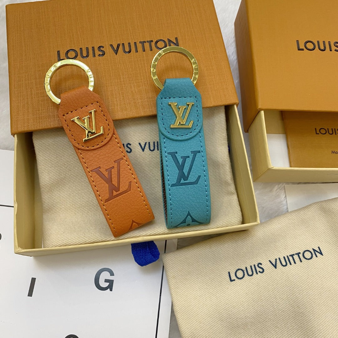 Luxury LV Monogram Keychain – Classic Design with Gold Accents