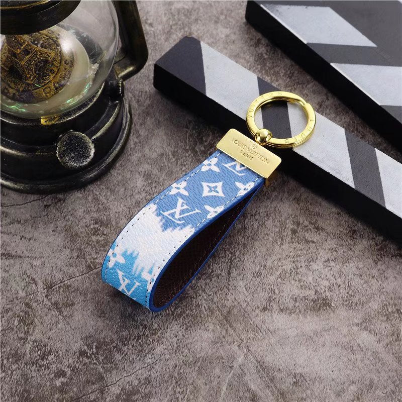 Luxury LV Monogram Keyring Collection – Vibrant Colors with Gold Accents