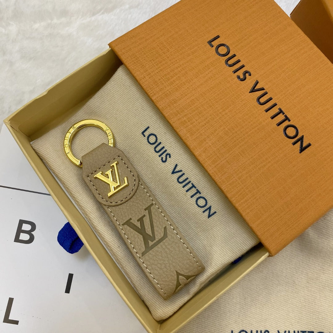 Luxury LV Monogram Keychain – Classic Design with Gold Accents