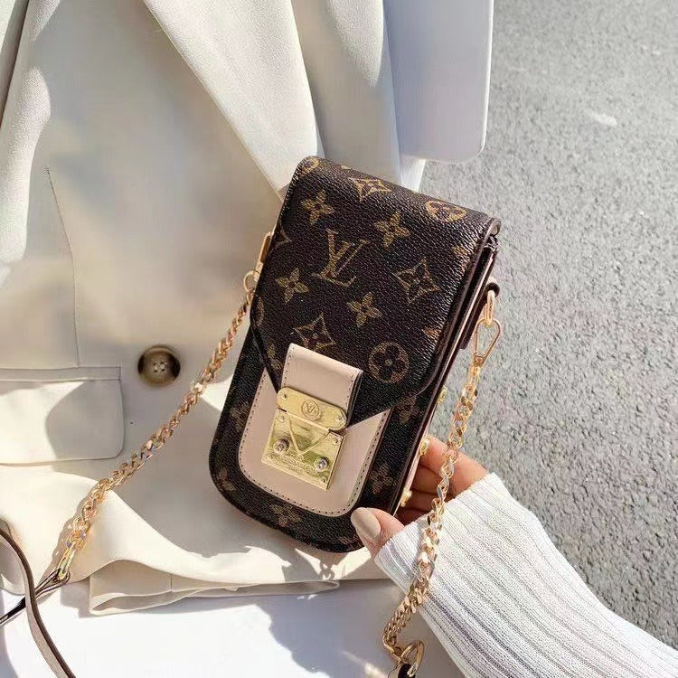 Chic Monogrammed LV Phone Pouch & Metal Chain