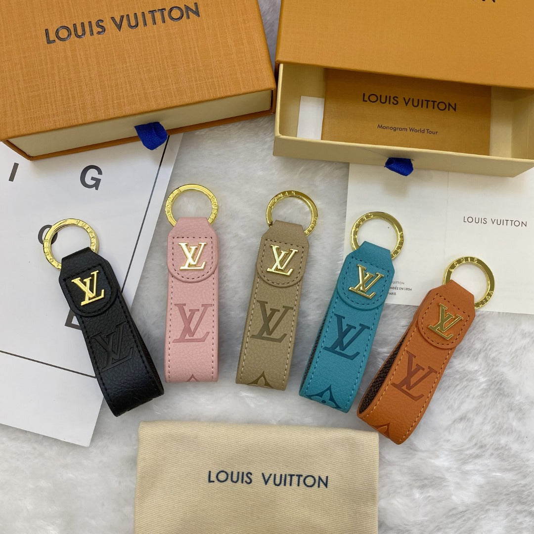 Luxury LV Monogram Keychain – Classic Design with Gold Accents