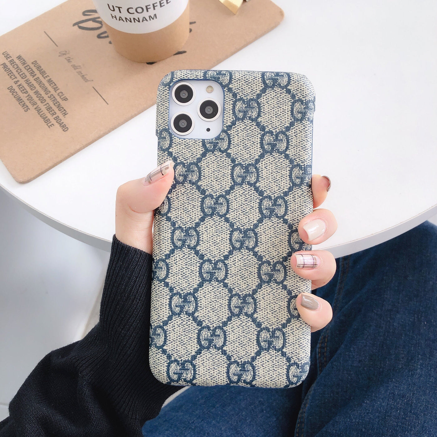 High-quality phone case with luxury designer logos