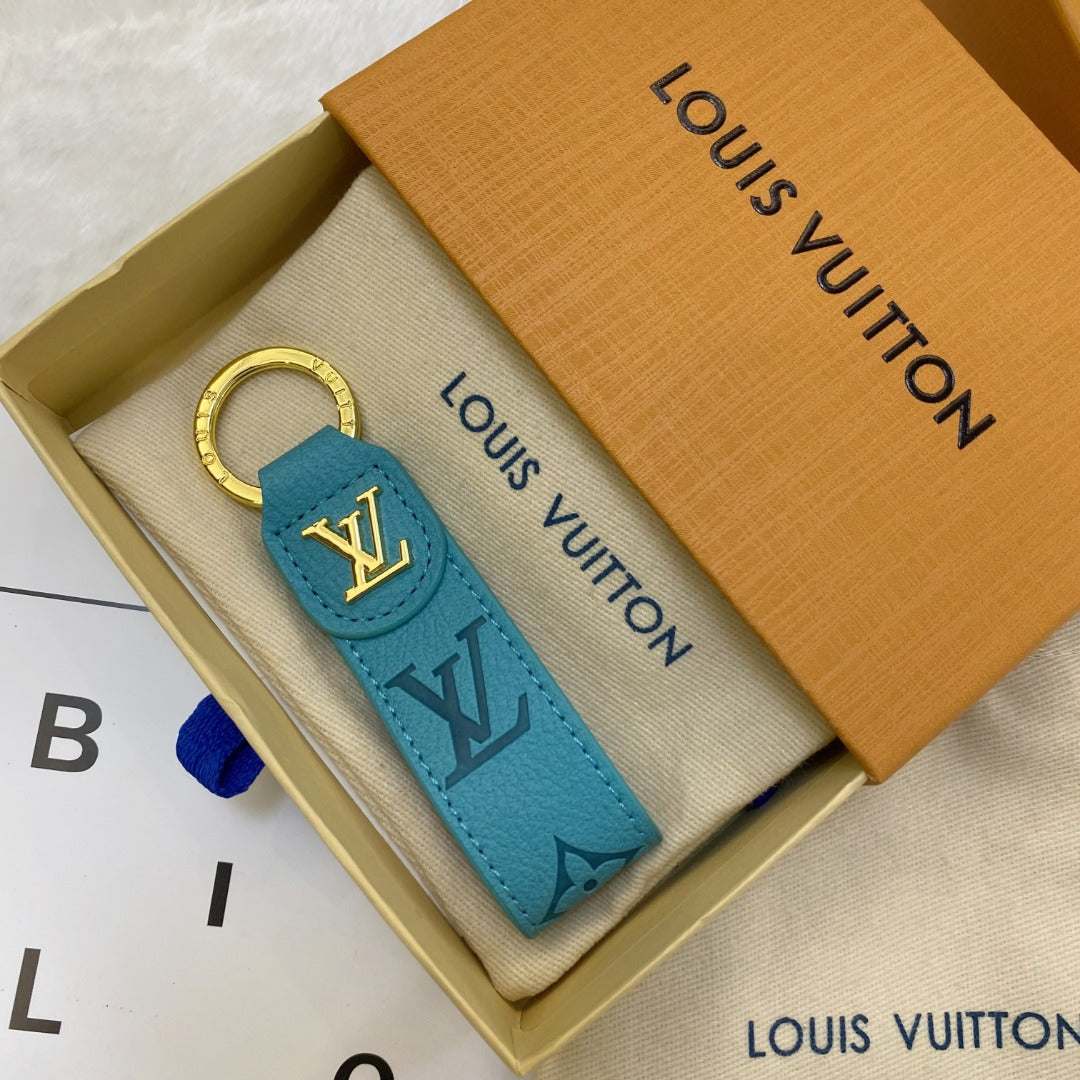 Luxury LV Monogram Keychain – Classic Design with Gold Accents