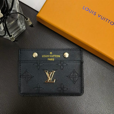 Close-up of LV Monogram on Slim Card Holder Wallet