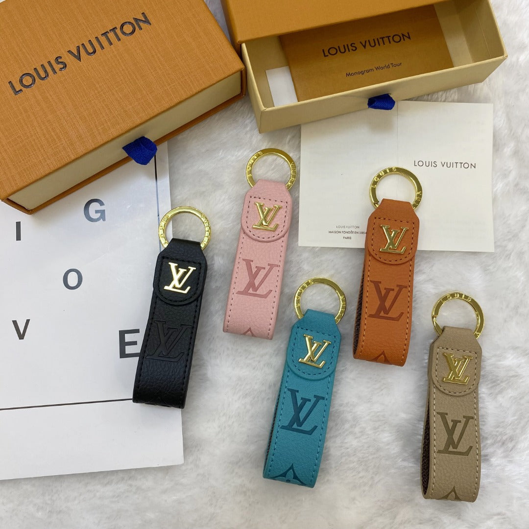 Luxury LV Monogram Keychain – Classic Design with Gold Accents