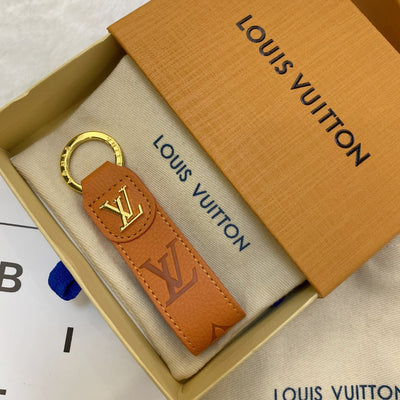 Luxury LV Monogram Keychain – Classic Design with Gold Accents