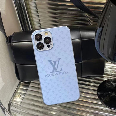 Sleek LV iPhone Case with Crystal Clear Glass and Iconic LV Logo