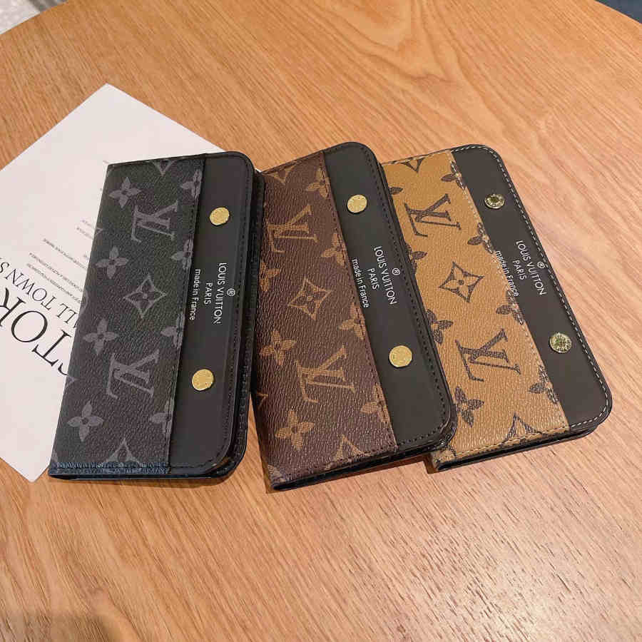 Sleek LV iPhone case with integrated card holder