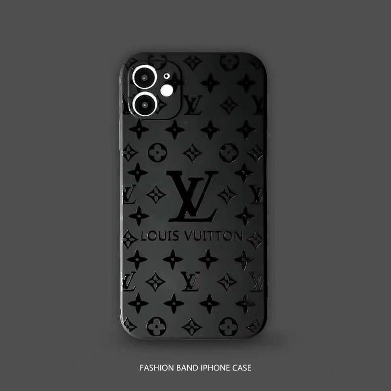 Trendy LV iPhone case with black monogram pattern