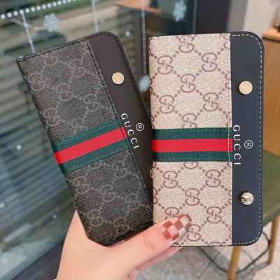 Luxury LV iPhone case featuring integrated card holder