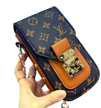 LV monogram phone pouch with metal chain