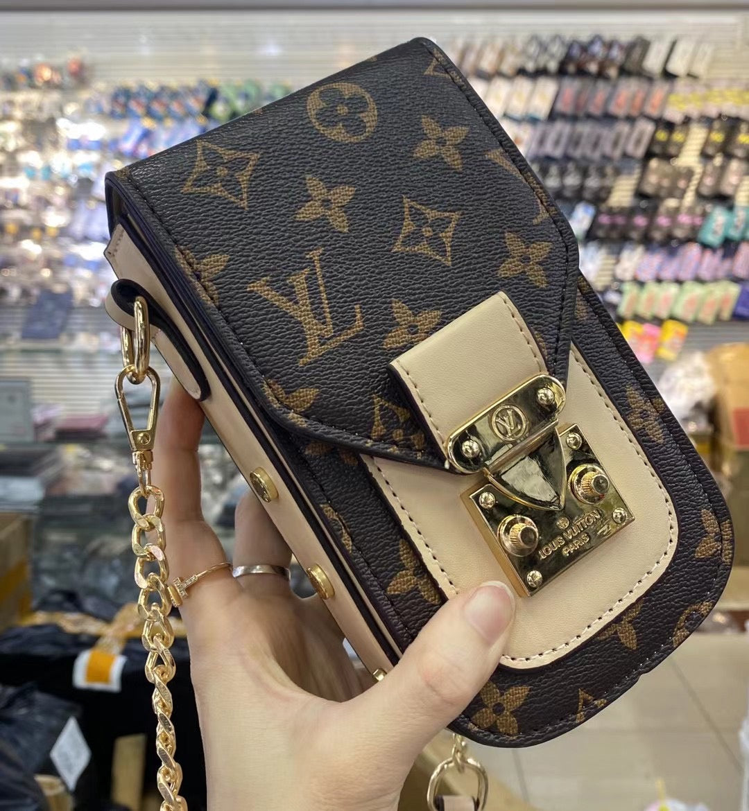 Chic Monogrammed LV Phone Pouch & Metal Chain